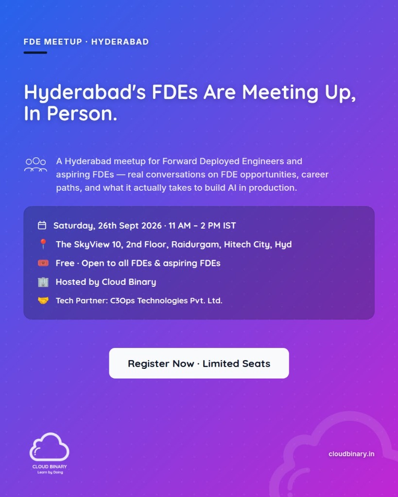 Hyderabad FDE Meetup Poster - Cloud Binary